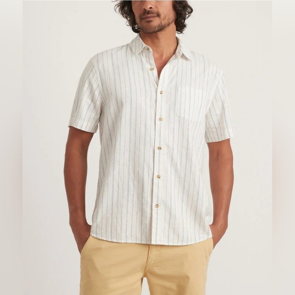Marine Layer Mens Hemp Tencel Short Sleeve Shirt
